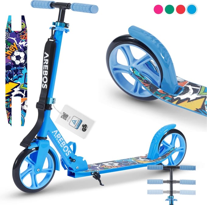 AREBOS kick scooter stadsstep kinderstep volwassen scooter blauw