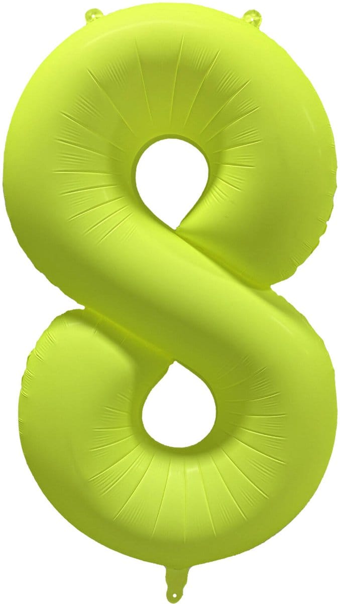Riethmüller - Folieballon cijfer 8 - neon geel - 86 cm