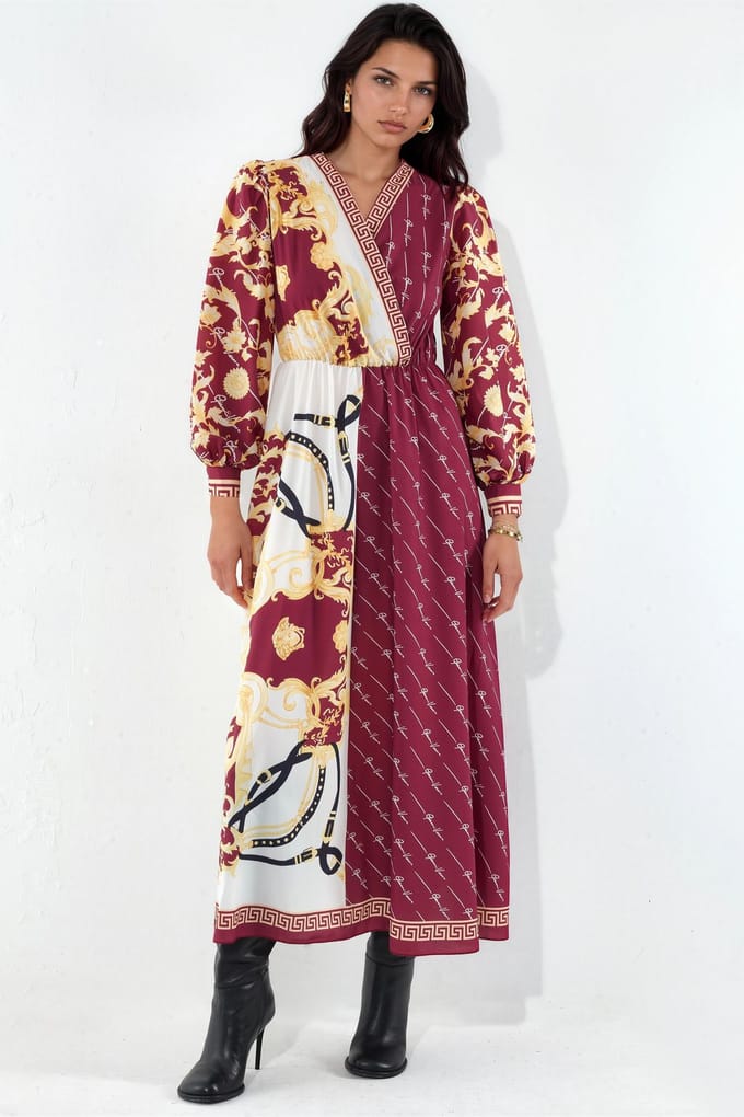 Geprinte Maxi Jurk met Ceintuur