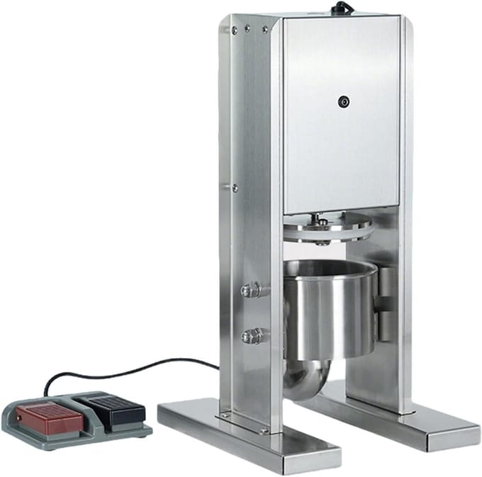 Elektrische Worstenvuller - Vleesmaker Machine - Worst Maken - Voetpedaal Bediening - 4L Capaciteit - Zilver