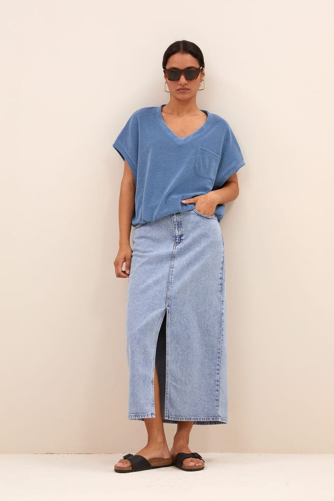 By-Bar Elba Denim Skirt Light Denim Größe: S | Maxiröcke Outlet | Damen | Blau