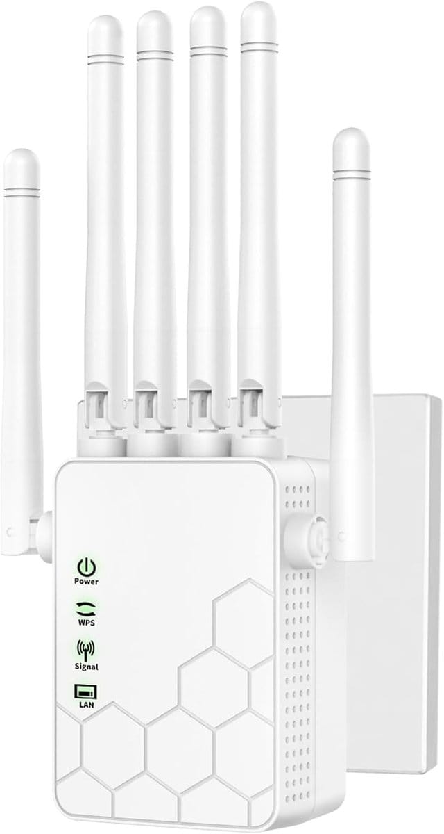 Wifi Versterker - Wifi Repeater - Internet Uitbreiding - Zes Hoge Antennas - 300 Mbps Snelheid - Wit