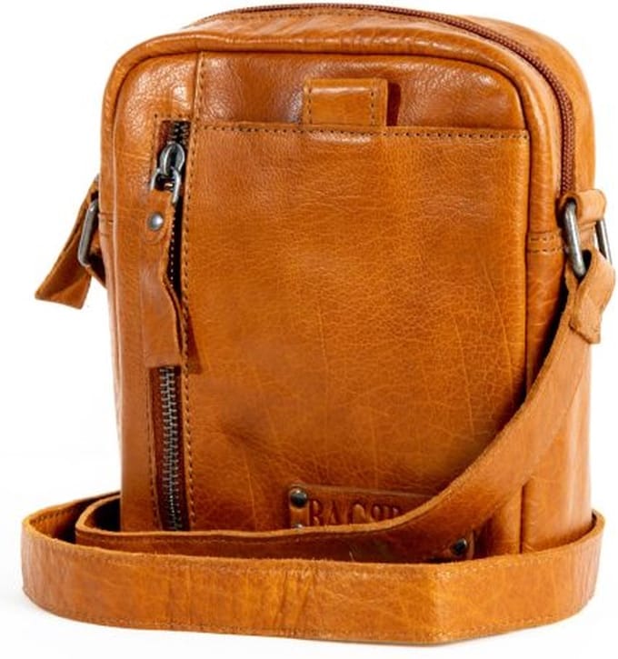Bag2Bag Stoere Lederen Schoudertas Tunes Porto Cognac