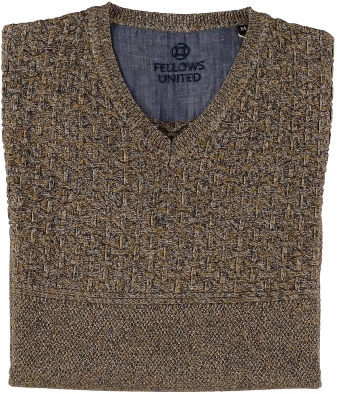 Fellows United Pullover V-Neck Structure Knit Oker (32.1103 - 151)