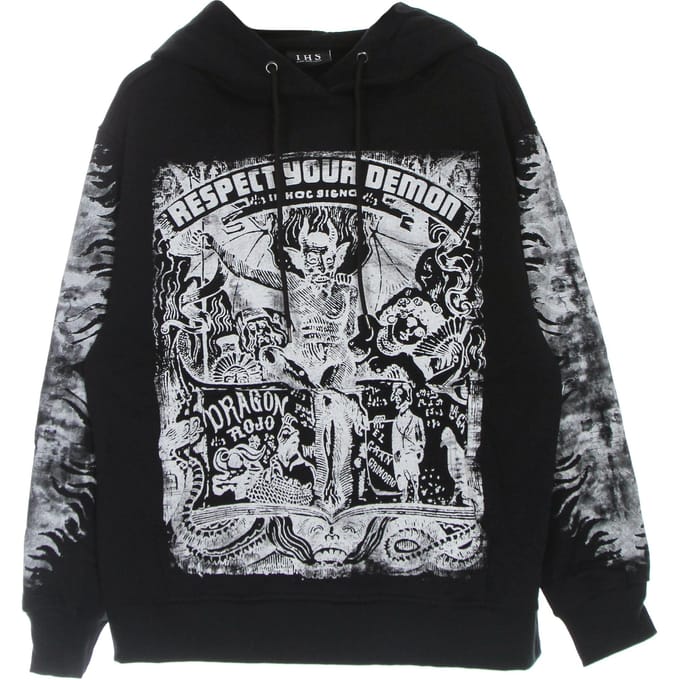 Mannen Hoodie Respect Uw Demon Hoodie Black