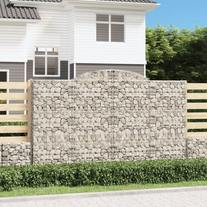 vidaXL - Schanskorf - gewelfd - 300x30x180/200 - cm - gegalvaniseerd - ijzer