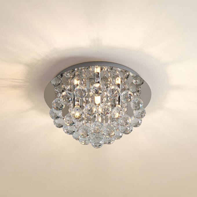 Lindby - plafondlamp - 4lichts - Staal, kristal - H: 19 cm - G9 - chroom