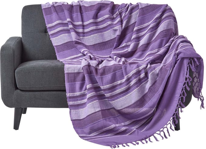 Homescapes Marokko sprei, paarse strepen, 255 x 360 cm