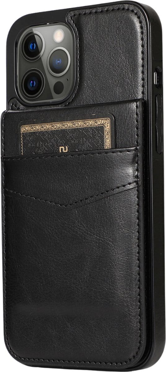 Hoesje geschikt voor iPhone 16 Pro Max - Backcover - Pasjeshouder - Portemonnee - Kunstleer - Zwart