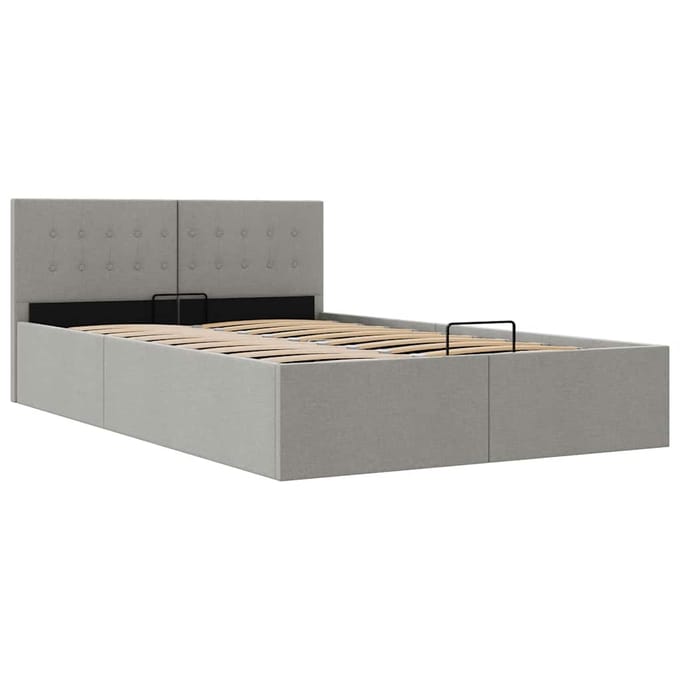 vidaXL - Bedframe - met - hydraulische - opslag - stof - lichtgrijs - 140x200 - cm
