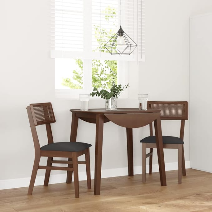 vidaXL - Eetkamerstoelen - met - kussens - 2 - st - massief - hout - rubber - bruin