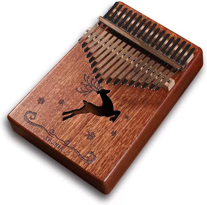 Kalimba Duimpiano 17 Tonen- met Muziekboek en Accessoires- Springend hert