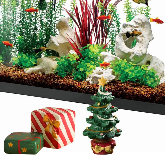 Ornement d'aquarium en résine pour sapin de Noël, boîte cadeau, décoration d'aménagement paysager de Noël red