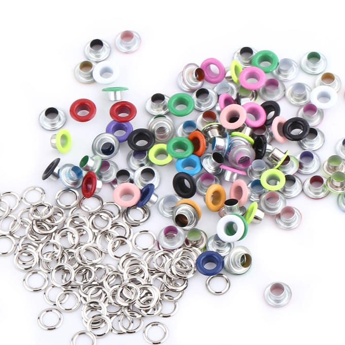 100 Sets 5mm Metallic Scrapbooking Oogjes Gesp Leerbewerking Kledingaccessoire(Gemengde kleur)