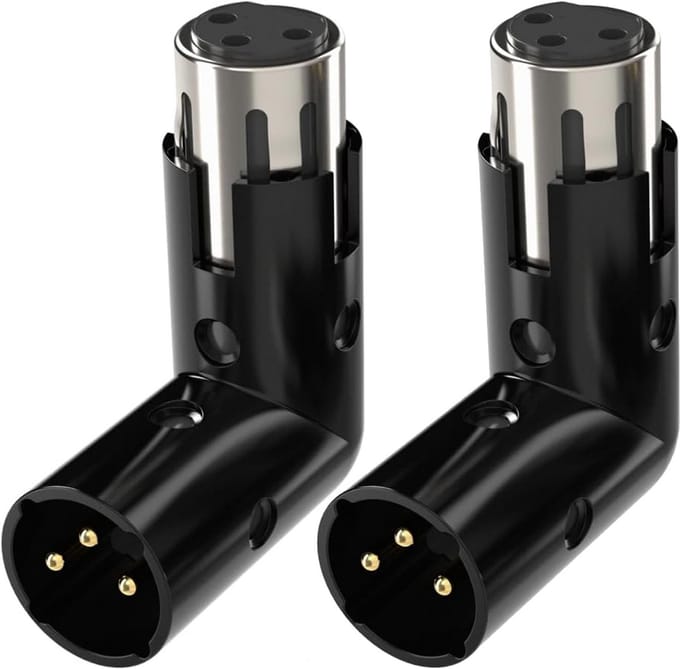 2 stuks verstelbare XLR-adapter 90 graden vrouwelijk naar mannelijk hoekstuk