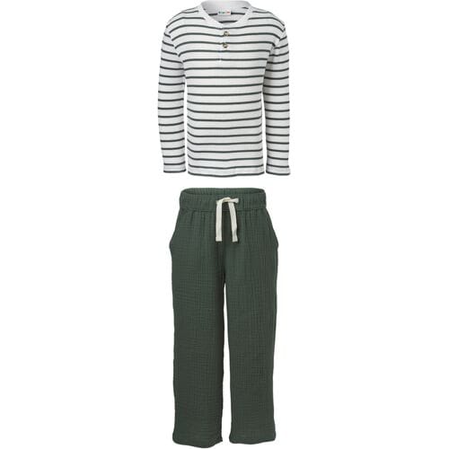 LUPILU Mousseline kinder kledingset 2-delig (groen, 98/104)