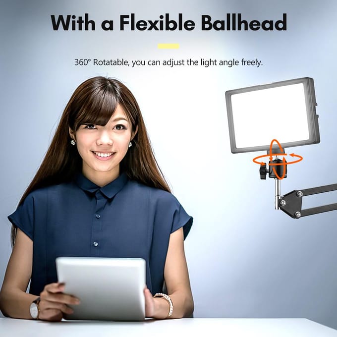 Kit d'éclairage de vidéoconférence USB de bureau avec 2 * lumière vidéo LED 3200K5600K variable + 2 * bureau 2 Sets gray
