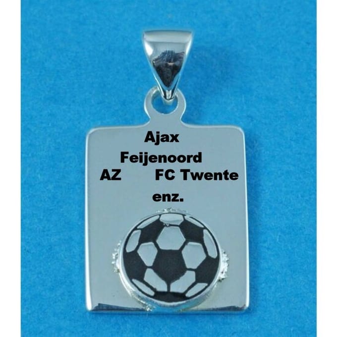 Hetty'S- Zilveren Voetbal Hanger met Naamgravure – 25 x 13 mm – Persoonlijk Cadeau -