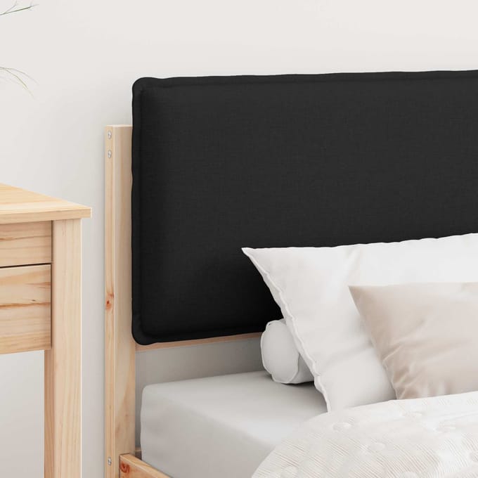 vidaXL - Bedframe - met - Gevoerde - Hoofdbord - Zwart - 80 - x - 200 - cm