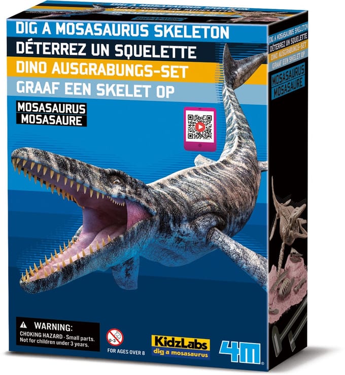 4M Graaf Je Dino Op - Mosasaurus - Opgraafkit En Modelbouw Skelet - KidzLabs - 8 Jaar