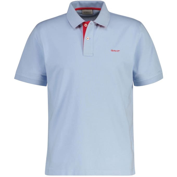 Gant Polo Contrast Piqué Short Sleeve Subtle Stretch Fresh Blue / male