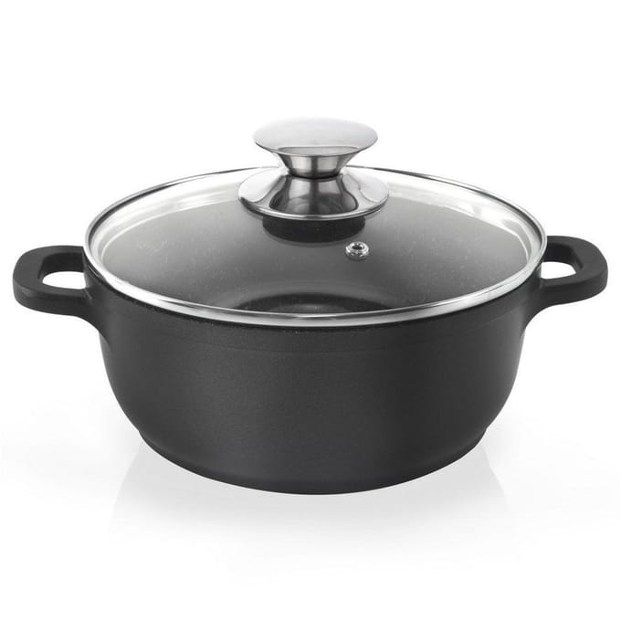 Casserole Orion GRANDE 24 cm en Fonte d'Aluminium avec Couvercle et Revêtement Antiadhésif Granit (4L)