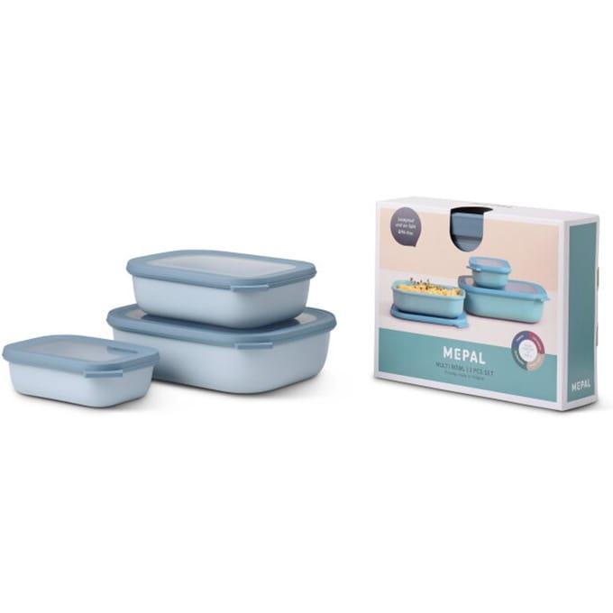 Mepal - Multikom Cirqula vershouddoos set - 500 + 1000 + 2000 ml - Rechthoekig - Nordic blue