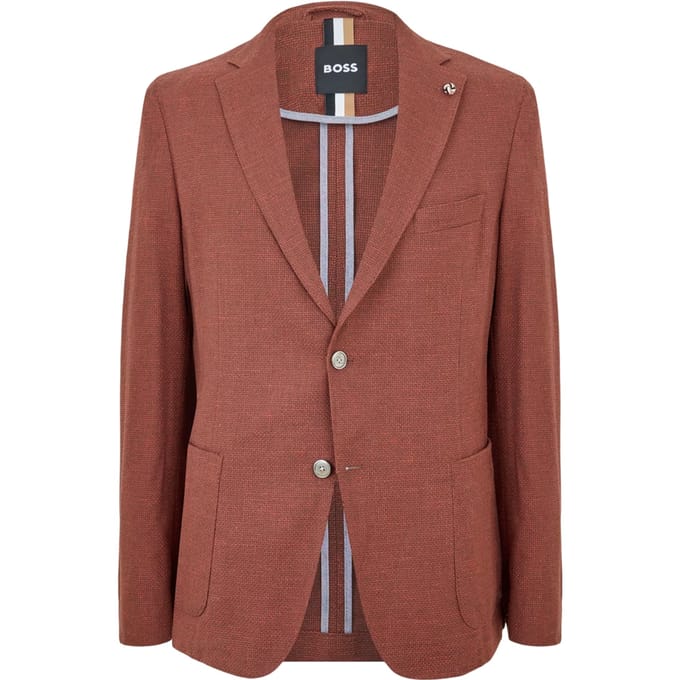 Boss Heren Hanry Gestructureerde Notch Neck Blazer (Rood)