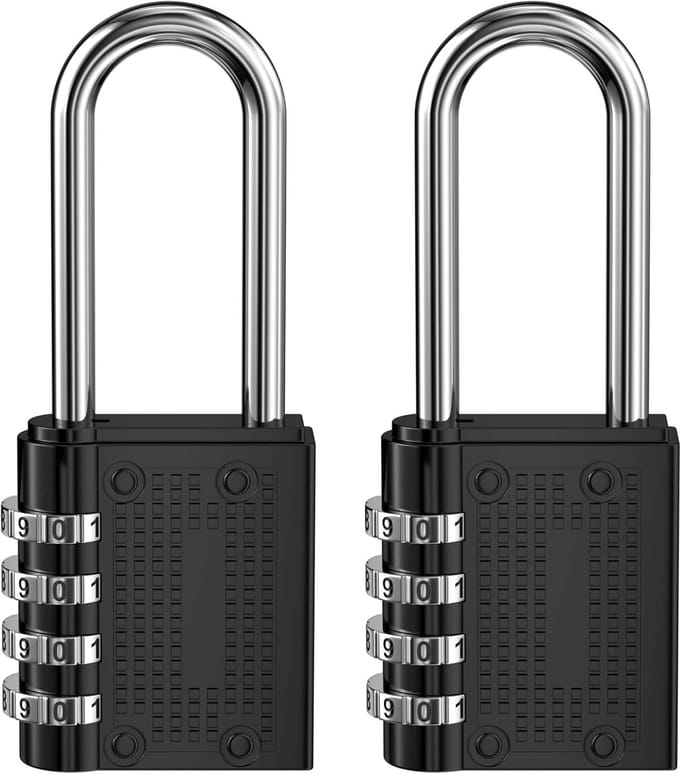 Cijferslot Kast - Hangslot Code - Kasten Beveiligen - 4 Cijfer Combinatie - 2 Stuks - Zwart
