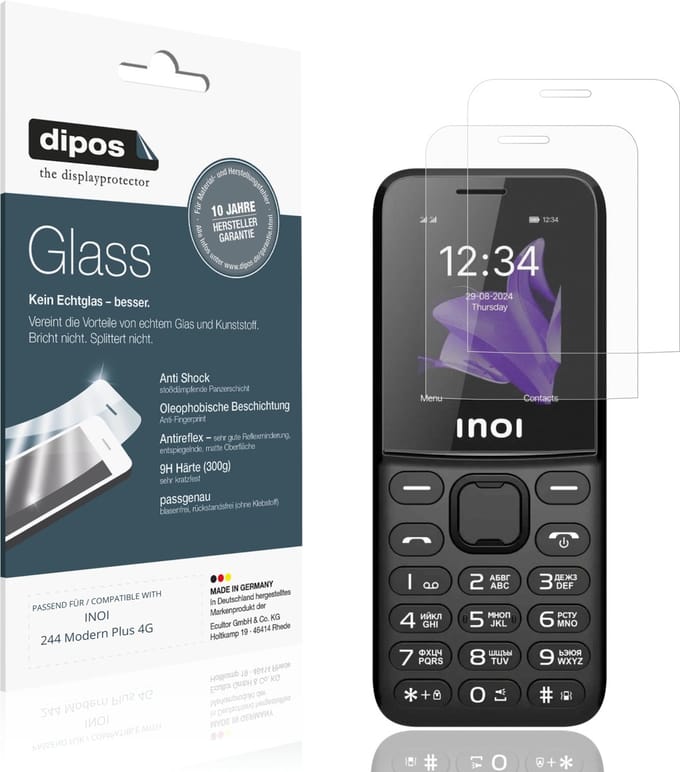 dipos – 2x Matte Pantserfolie geschikt voor INOI 244 Modern Plus 4G | 9H Screenprotector