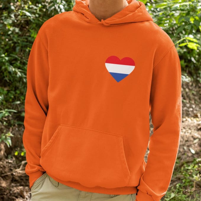 Oranje EK WK Koningsdag Hoodie Nederlands Hart M