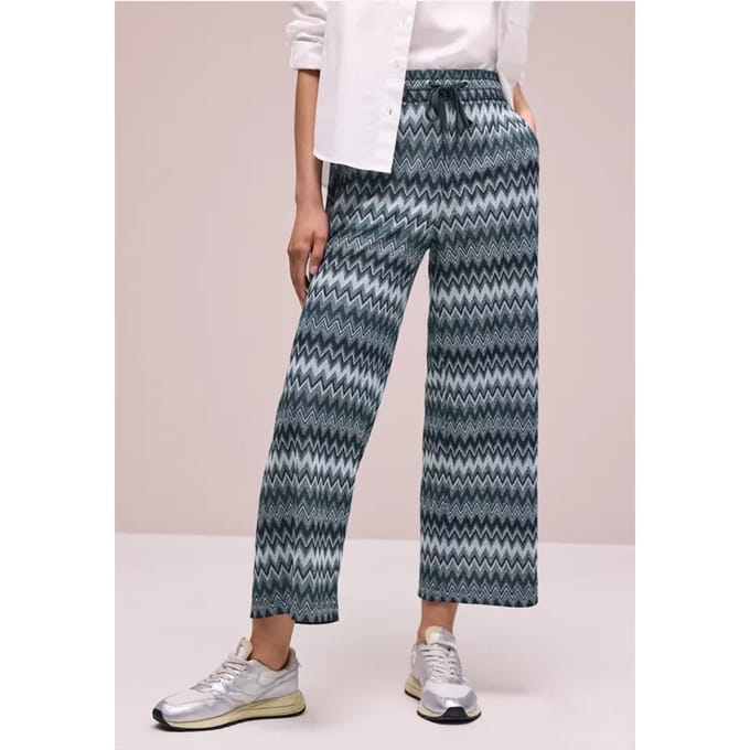 7/8 Wide Legs broek met zigzagpatroon