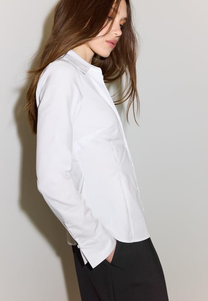 Stradivarius Fitted basisoverhemd  Wit S