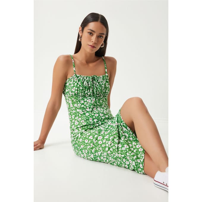 Bloemige Bodycon Midi-jurk met Splits