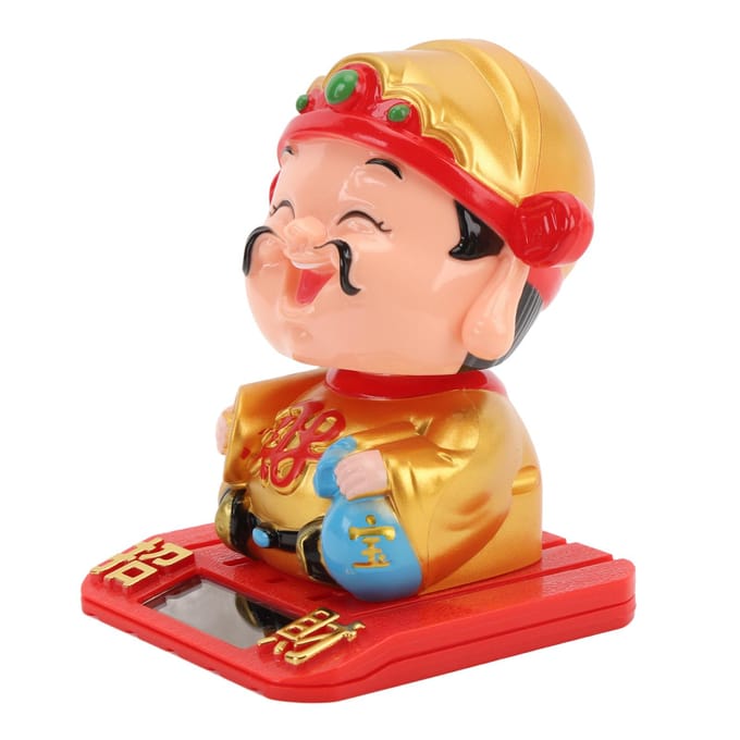 Cai Shen Beeld Lichtgevoelig Automatisch Knikkend Cai Shen Figuur voor Kantoor Auto Dashboard Hotel
