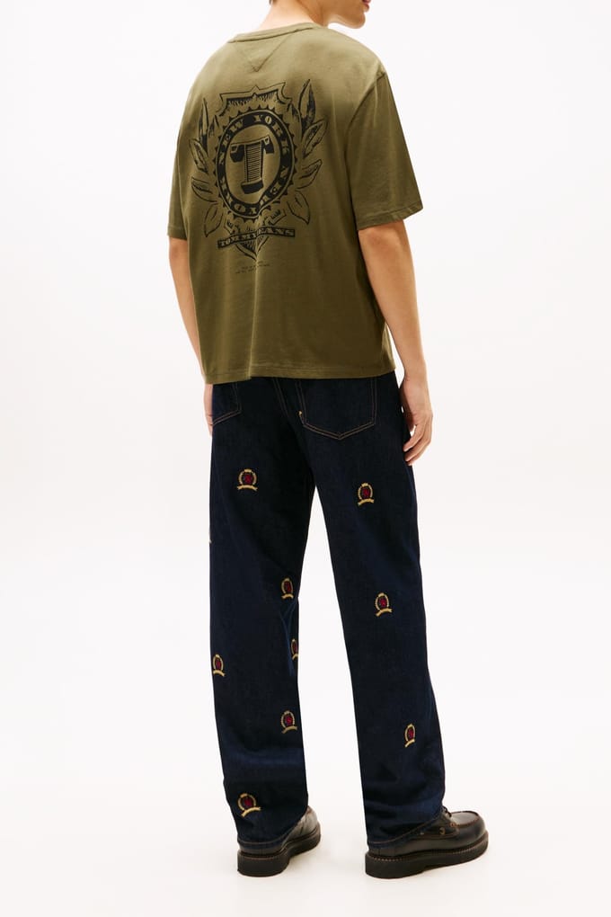 Tommy Hilfiger 90s Bills Ss Tee Dark Greenery Größe: S | Bedruckte T-Shirts Outlet | Herren | Grün