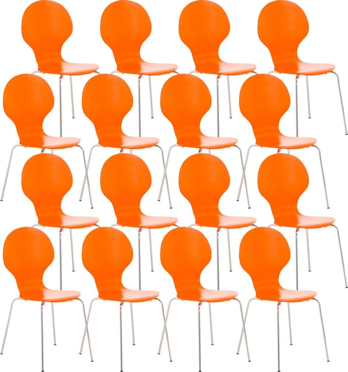 CLP Diego Set van 16 bezoekersstoelen Hout/oranje