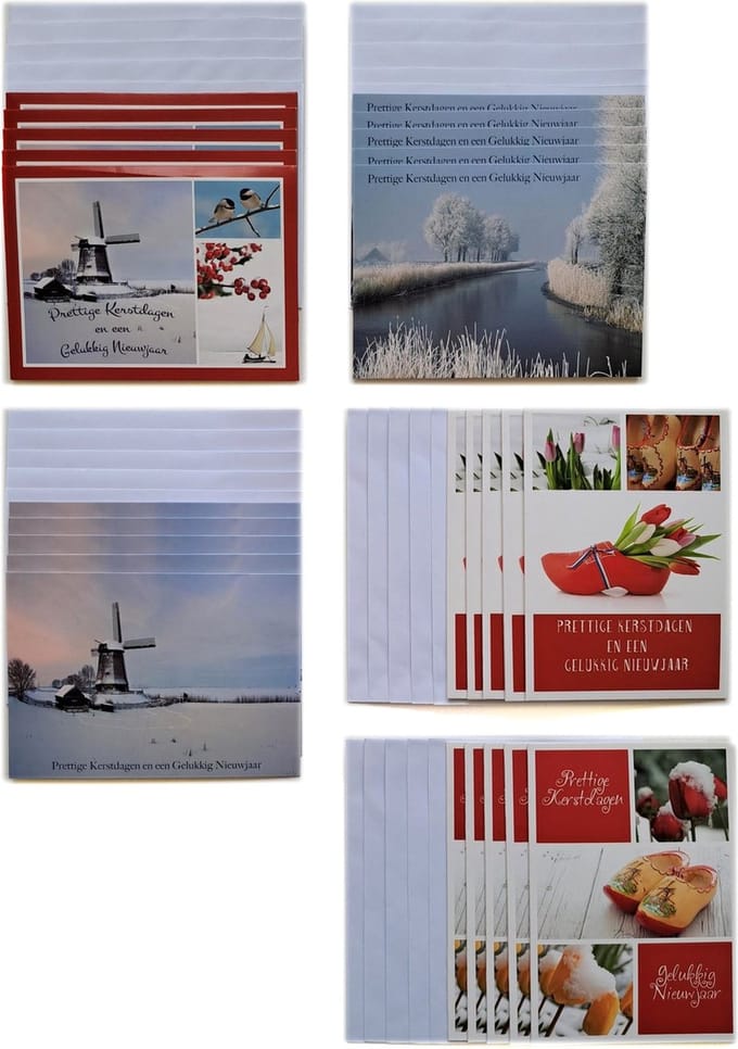 Kerstkaarten – 25 Stuks - Prettige Kerstdagen – 10 x 14 cm – K-193