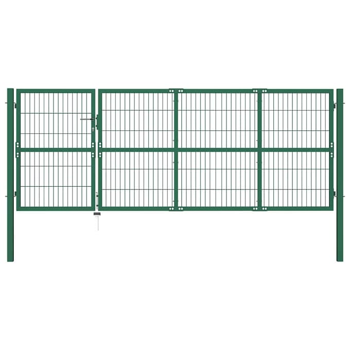 vidaXL Tuinhek met palen 350x120 cm staal groen