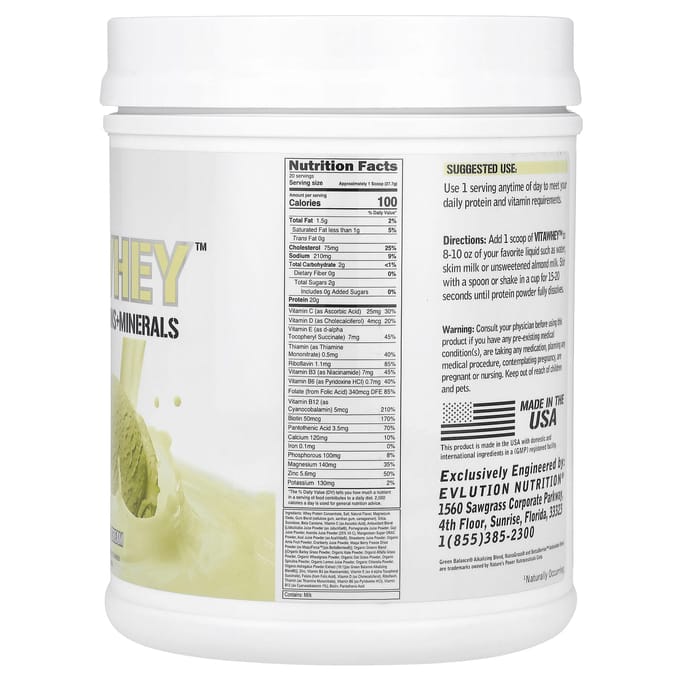 EVLution Nutrition, VitaWhey™, Vanille-ijs, 19,5 oz (554 g)