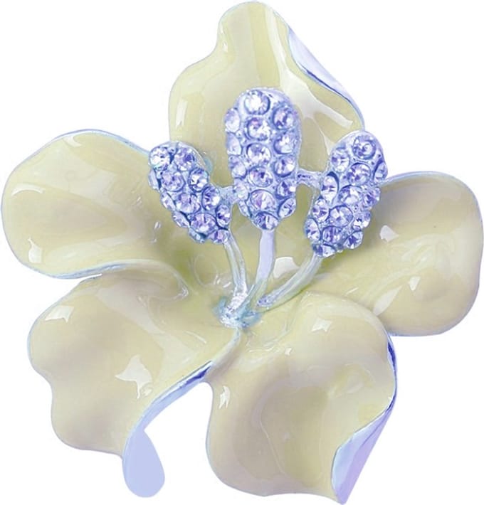 Fako Bijoux® - Broche - Orchidee - 47x50mm - Crème