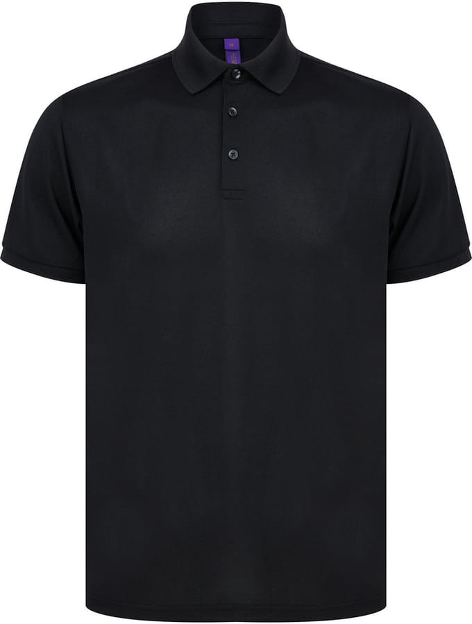 Henbury Herenpolo in gerecycleerd polyester H465 - Black - S