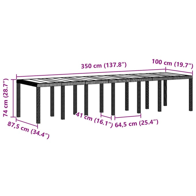 vidaXL - Tuin - Eettafel - Set - 15 - st - Bruin - Polt - riet