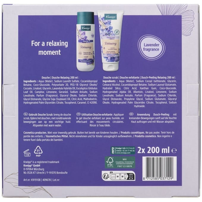 Kneipp Relaxing Favourites Geschenkset - Lavendel - Inhoud 2x 200 ml