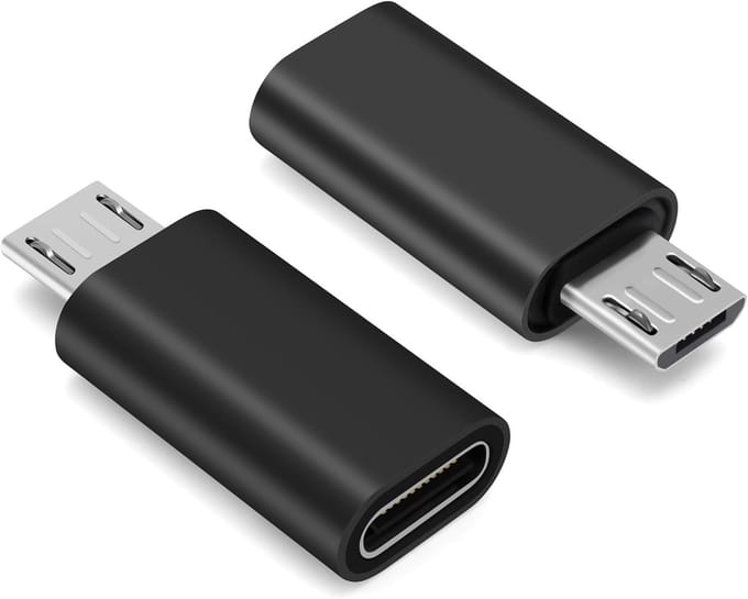 Micro USB naar USB C Adapter 2-Pack - OTG Adapter voor Android Smartphones, Externe Harde Schijven en Meer, Zwart