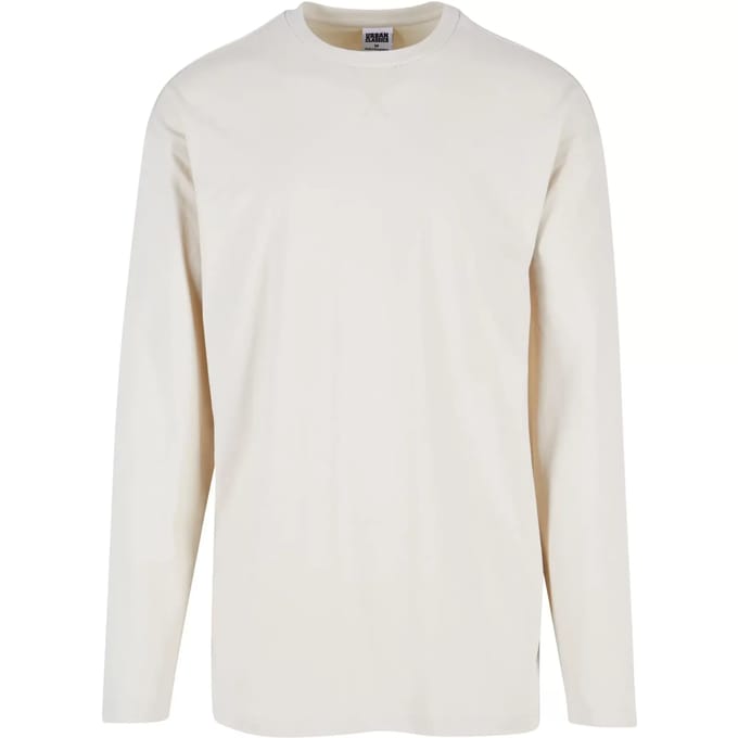 Urban Classics - Oversized Open Edge Longsleeve shirt - S - Beige