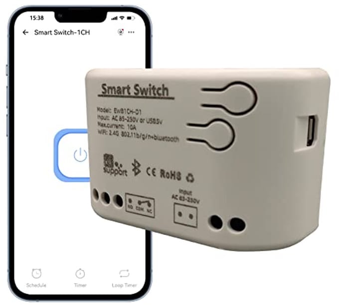 WiFi Smart Micro Switch voor Smart Home - Draadloze afstandsbediening, Bluetooth-gestuurd, Compatibel met Alexa en Google Home