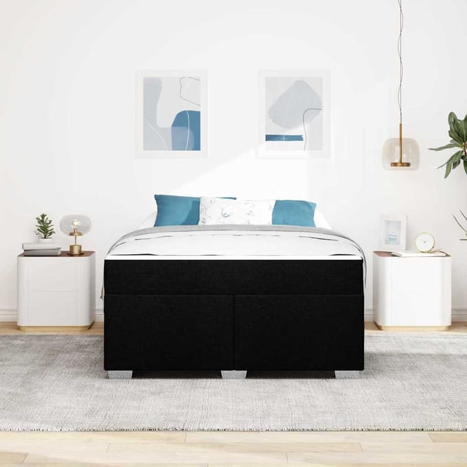 vidaXL - Bedframe - met - matras - Zwart - 140 - x - 200 - cm - Stof
