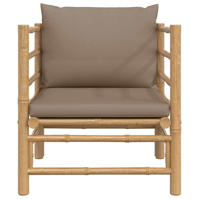 vidaXL - Tuinbank - met - kussens - bamboe - taupe