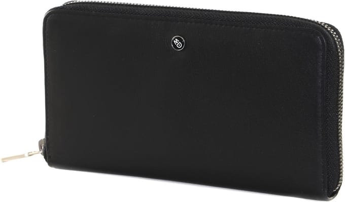MANDARINA DUCK Leren Portemonnee Downtown Zip Around Wallet Black Zwart